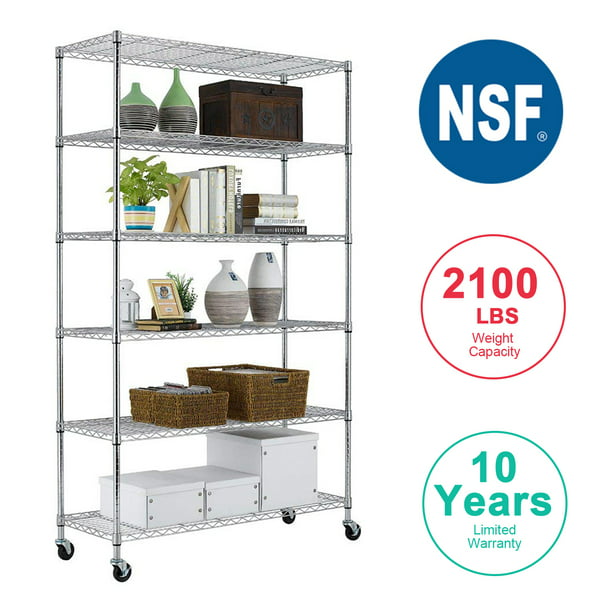 Perfect for Home Kitchen Storage inch. Commercial Garage x 24 24 inch. inch. Cabinet Shelf Organizer NSF Chrome Dunnage Shelf with 8 Posts 